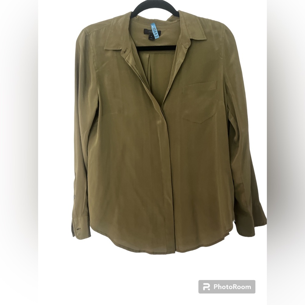 Green silk J Crew top